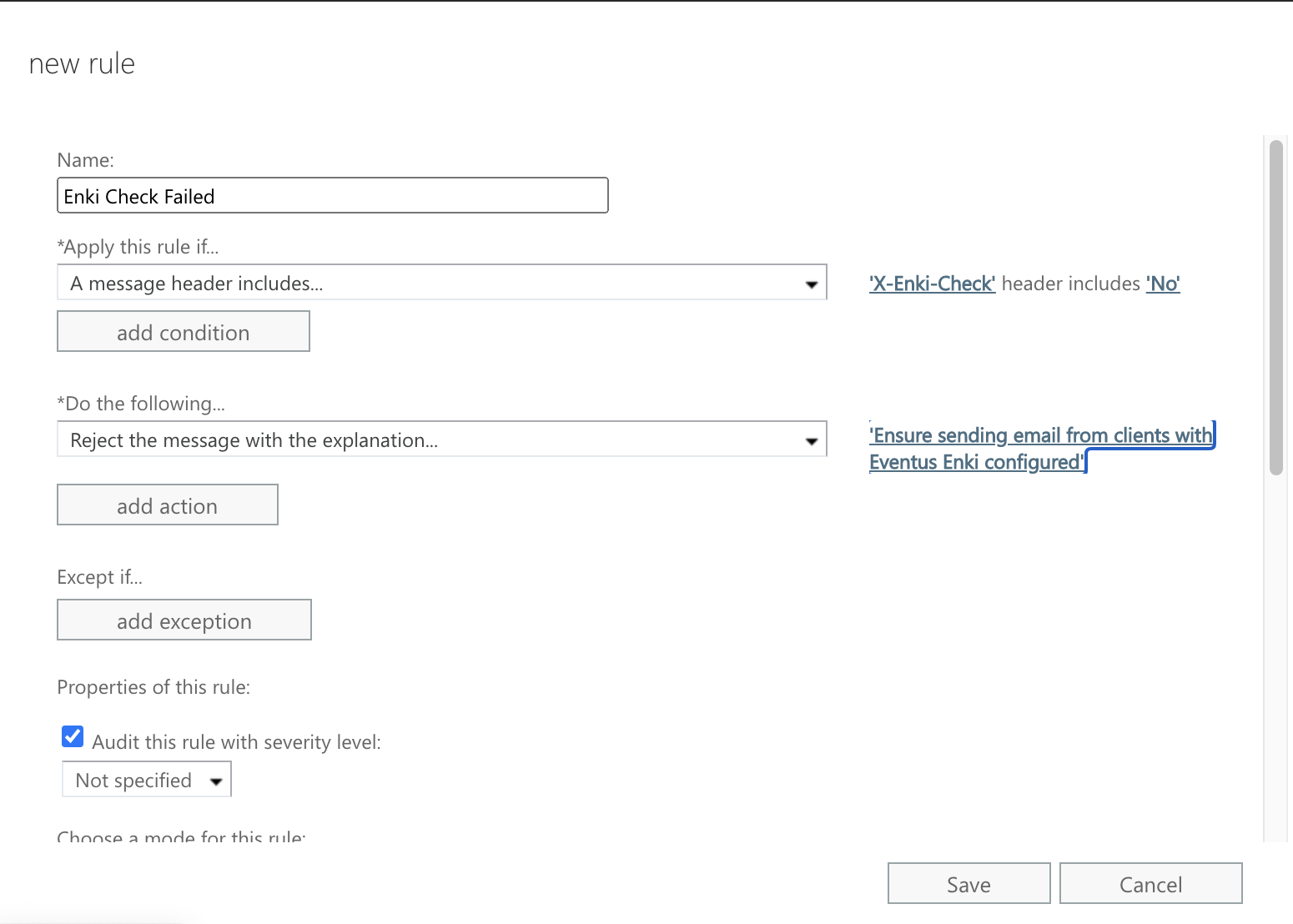 Exchange Transport Rules Example